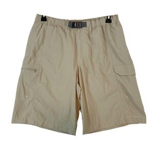 Columbia Men's Cargo Shorts Size M Tan Outdoor Quick Dry Belted Casual